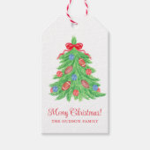 水彩クリスマスサッカーツリー ギフトタグ (正面)