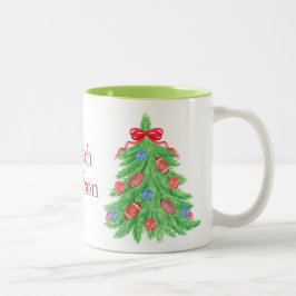 水彩クリスマスサッカーツリー ツートーンマグカップ