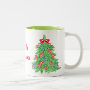 水彩クリスマスサッカーツリー ツートーンマグカップ