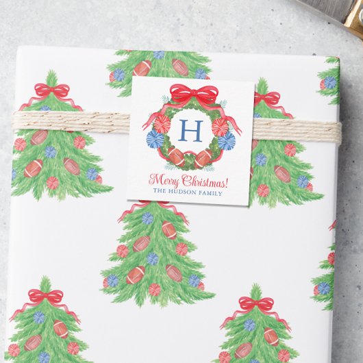 水彩クリスマスサッカーリース囲い ノートカード