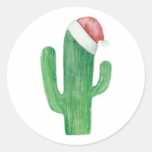 水彩クリスマスサボテン。サンタクロース