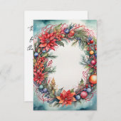 水彩クリスマスサンキューカードリース サンキューカード (正面/裏面)