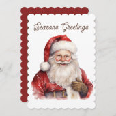 水彩クリスマスサンタアド文字 シーズンカード (正面/裏面)