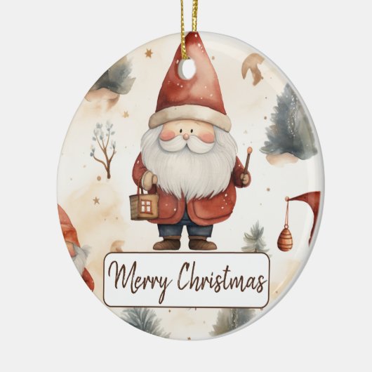 水彩クリスマスサンタクロース2 - セラミックオーナメント (左)
