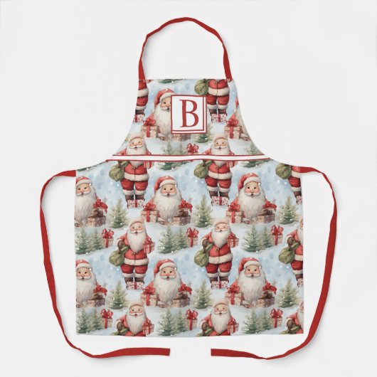 水彩クリスマスサンタクロース3 - エプロン (正面)