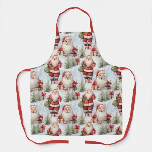 水彩クリスマスサンタクロース3 - エプロン (正面)