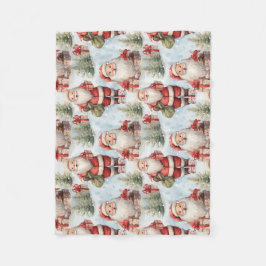 水彩クリスマスサンタクロース3 - フリースブランケット