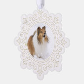 水彩クリスマスサンタシェットランド・ シープドッグカード オーナメントカード (左)