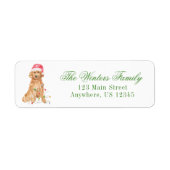 水彩クリスマスサンタドッグアドレス ラベル (正面)