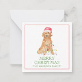 水彩クリスマスサンタドッグギフトエンクロージャー ノートカード (正面)
