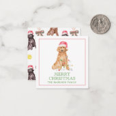 水彩クリスマスサンタドッグギフトエンクロージャー ノートカード (正面/裏面インサイチュ)