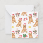 水彩クリスマスサンタドッグギフトエンクロージャー ノートカード (裏面)