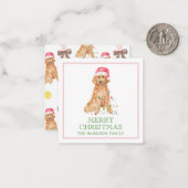 水彩クリスマスサンタドッグギフトエンクロージャー ノートカード (正面/裏面インサイチュ)