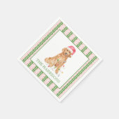 水彩クリスマスサンタドッグパーソナライズされた スタンダードカクテルナプキン (角)