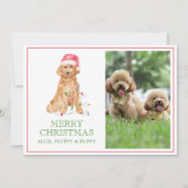 水彩クリスマスサンタドッグ写真 シーズンカード (正面)