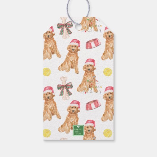 水彩クリスマスサンタドッグ ギフトタグ (裏面)