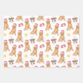 水彩クリスマスサンタドッグ ラッピングペーパーシート (正面3)