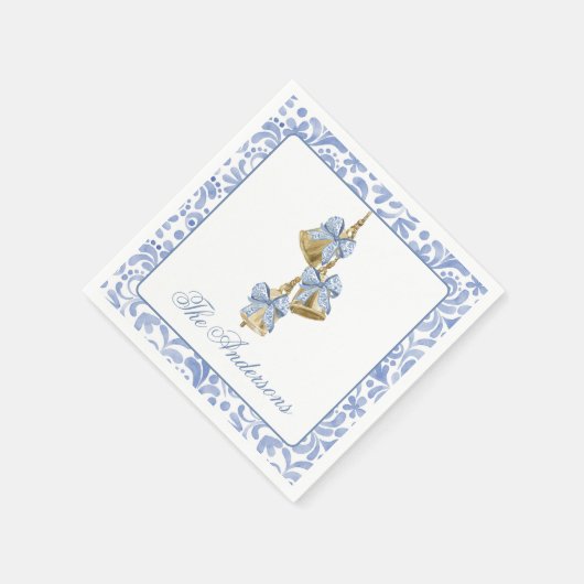 水彩クリスマスシノワジェリーボウベル スタンダードカクテルナプキン (角)