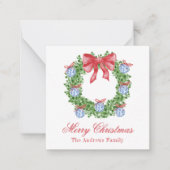 水彩クリスマスシノワズリーオーナメントリース ノートカード (正面)