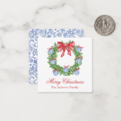 水彩クリスマスシノワズリーオーナメントリース ノートカード (正面/裏面インサイチュ)