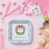 水彩クリスマスシノワズリーオーナメントリース ペーパープレート (パーティー)