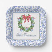 水彩クリスマスシノワズリーオーナメントリース ペーパープレート (正面)