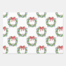 水彩クリスマスシノワズリーオーナメントリース ラッピングペーパーシート