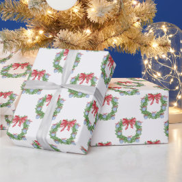 水彩クリスマスシノワズリーオーナメントリース ラッピングペーパー