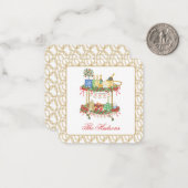 水彩クリスマスシャンパンバーカートエンクロージャ ノートカード (正面/裏面インサイチュ)