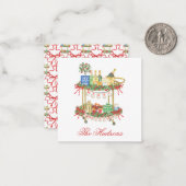 水彩クリスマスシャンパンバーカートエンクロージャ ノートカード (正面/裏面インサイチュ)