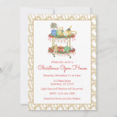 水彩クリスマスシャンパンバーカートパーティー 招待状 (正面)