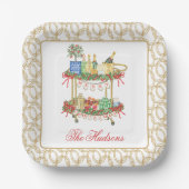 水彩クリスマスシャンパンバーカート ペーパープレート (正面)