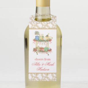 水彩クリスマスシャンパンバーカート ボトルネックタグ