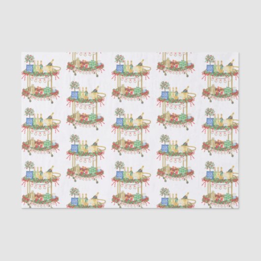 水彩クリスマスシャンパンバーカート 薄葉紙 (正面)