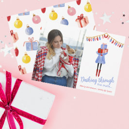 水彩クリスマスショッピングファッション女の子 シーズンカード