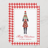 水彩クリスマスショッピングファッション女の子 シーズンカード (正面/裏面)