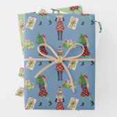 水彩クリスマスショッピングファッション女の子 ラッピングペーパーシート (インサイチュ)