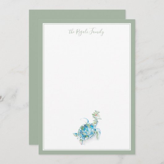 水彩クリスマスシータートルノートカード ノートカード (正面/裏面)