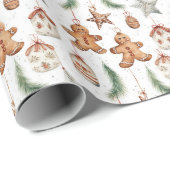 水彩クリスマスジンジャーブレッドをタイル ラッピングペーパー (ロールコーナー)