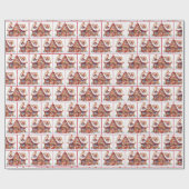 水彩クリスマスジンジャーブレッドハウス ラッピングペーパー (フラット)