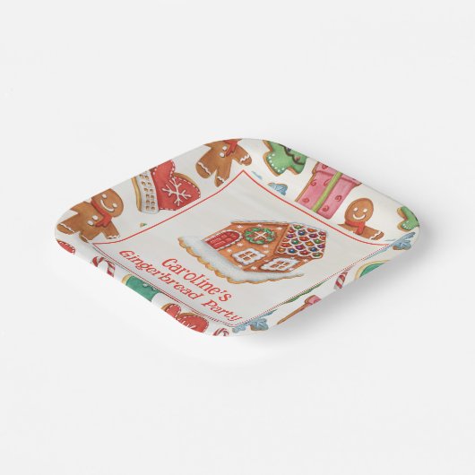 水彩クリスマスジンジャーブレッドハウスCookie ペーパープレート (傾斜あり)