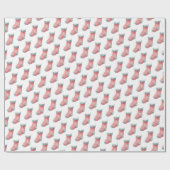 水彩クリスマスストッキングパターンイラストレーション ラッピングペーパー (フラット)