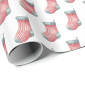 水彩クリスマスストッキングパターンイラストレーション ラッピングペーパー (ロールコーナー)