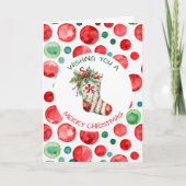 水彩クリスマスストッキング パーソナライズされた カード (正面)