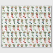 水彩クリスマスストッキング ラッピングペーパー (フラット)