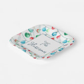 水彩クリスマスストリングライトパーソナライズされた ペーパープレート (傾斜あり)