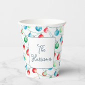 水彩クリスマスストリングライトパーソナライズされた 紙コップ (正面)