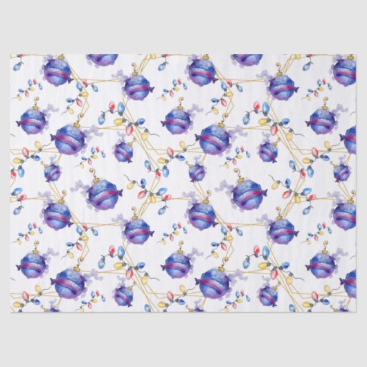 水彩クリスマスストリングライト金ゴールド幾何学的 薄葉紙 (正面)