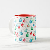 水彩クリスマスストリングラカラフルイト ツートーンマグカップ (正面左)