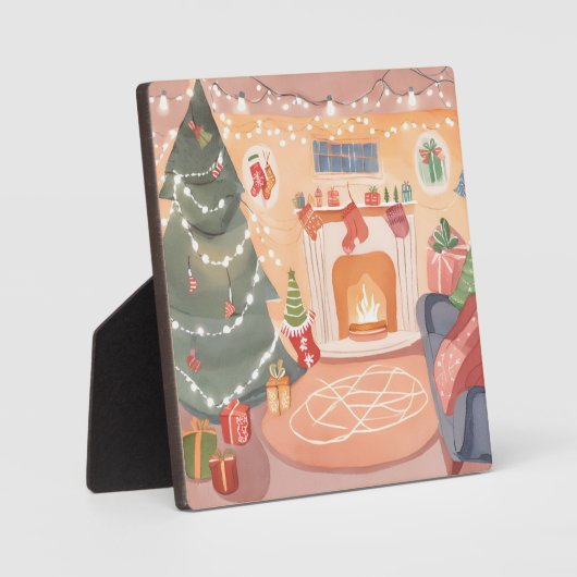 水彩クリスマスストーブ フォトプラーク (正面)